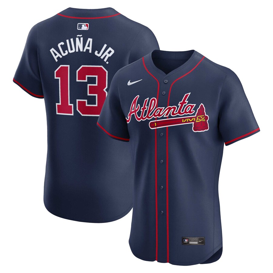 Men's Atlanta Braves Ronald Acuña Jr. Nike Navy Alternate Elite Player Jersey - Puhuasuan