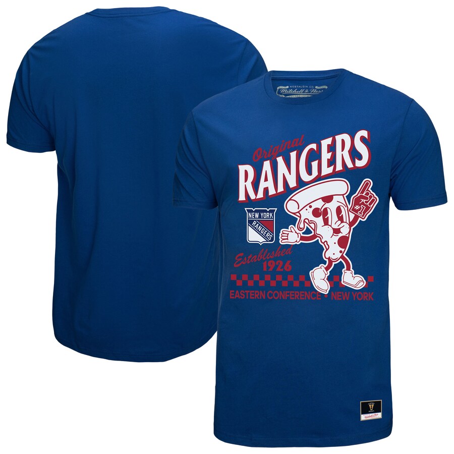 Men's New York Rangers Mitchell & Ness Blue Local Food T-Shirt - Puhuasuan