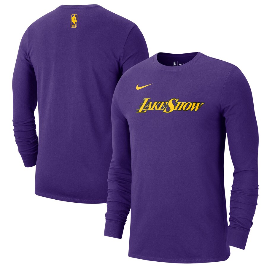 Men's Los Angeles Lakers Nike Purple 2024/25 City Edition Essential Logo Long Sleeve T-Shirt - Puhuasuan