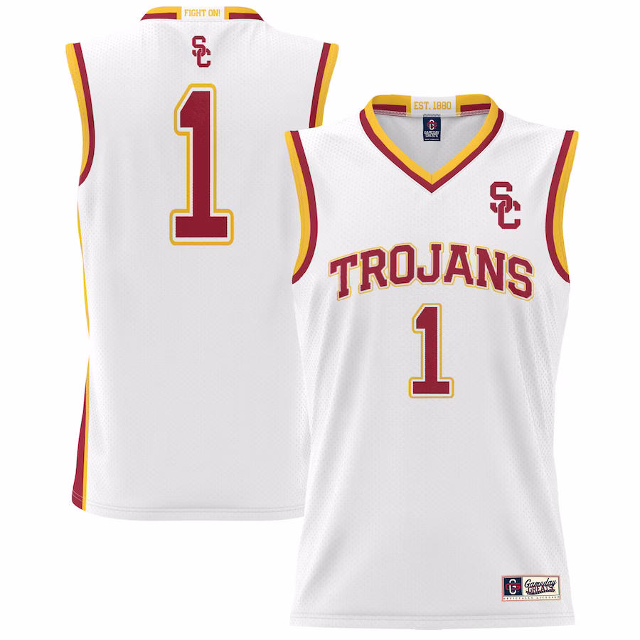 #1 USC Trojans GameDay Greats Unisex Lightweight Basketball Jersey - White - Puhuasuan