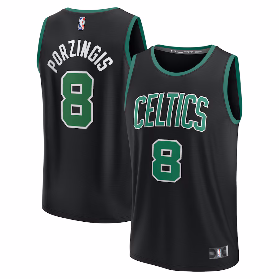 Men's Boston Celtics Kristaps Porzingis Fanatics Black Fast Break Player Jersey - Statement Edition - Puhuasuan