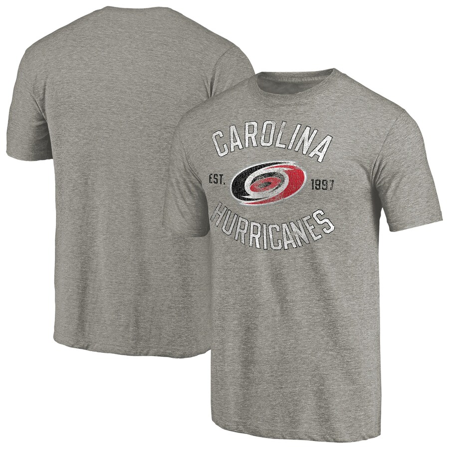 Men's Carolina Hurricanes Ash Heritage Tri-Blend T-Shirt - Puhuasuan
