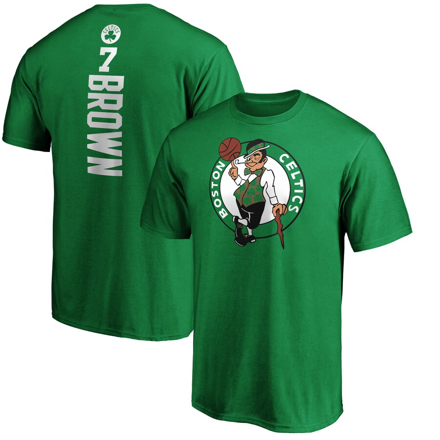 Men's Boston Celtics Jaylen Brown Kelly Green Playmaker Name & Number T-Shirt - Puhuasuan