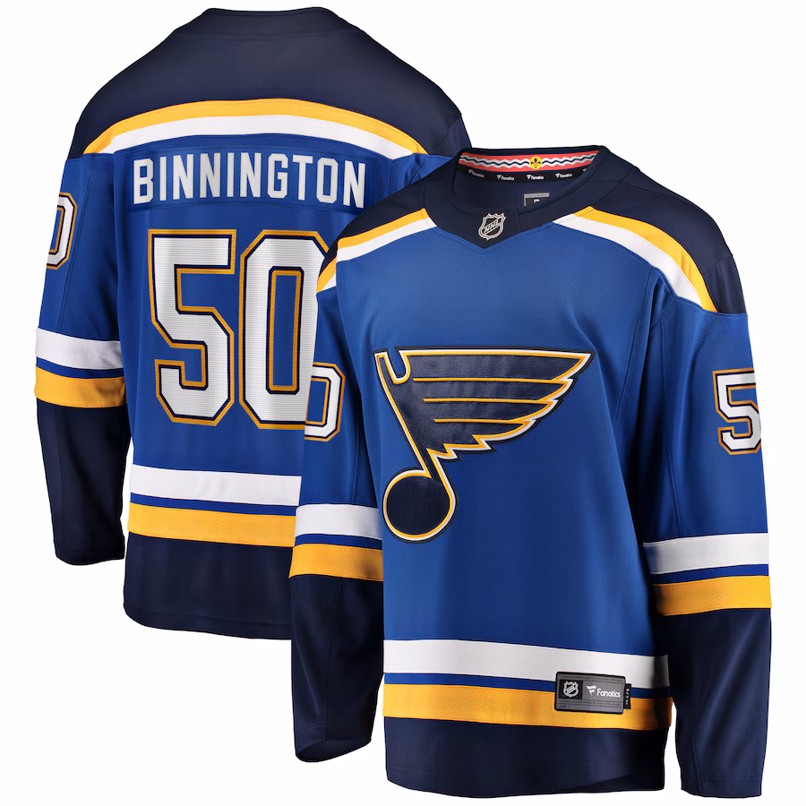 Men's St. Louis Blues Jordan Binnington Fanatics Blue Breakaway Home Jersey - Puhuasuan