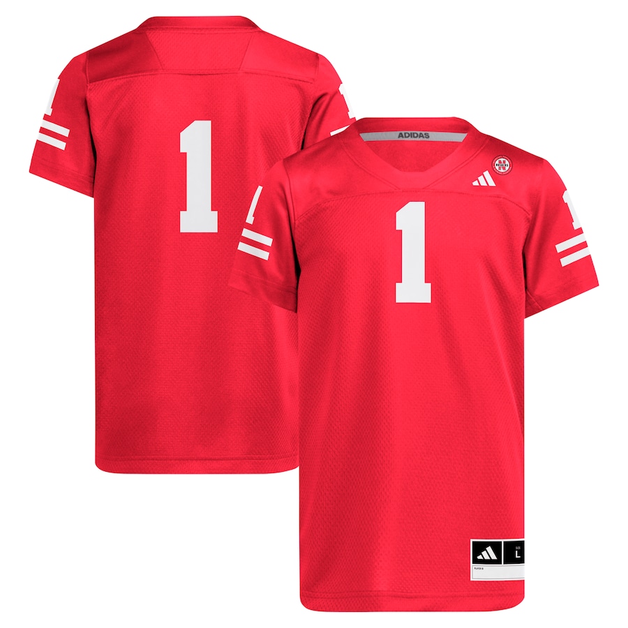 Youth adidas #1 Scarlet Nebraska Huskers Replica Jersey - Puhuasuan