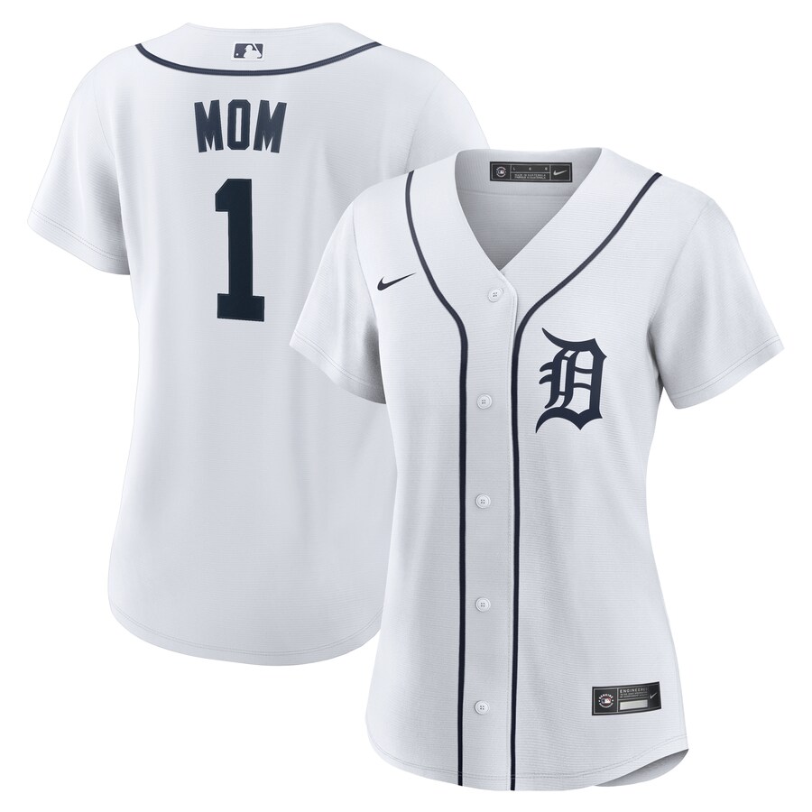 Women's Detroit Tigers Nike White #1 Mom Home Replica Jersey - Puhuasuan