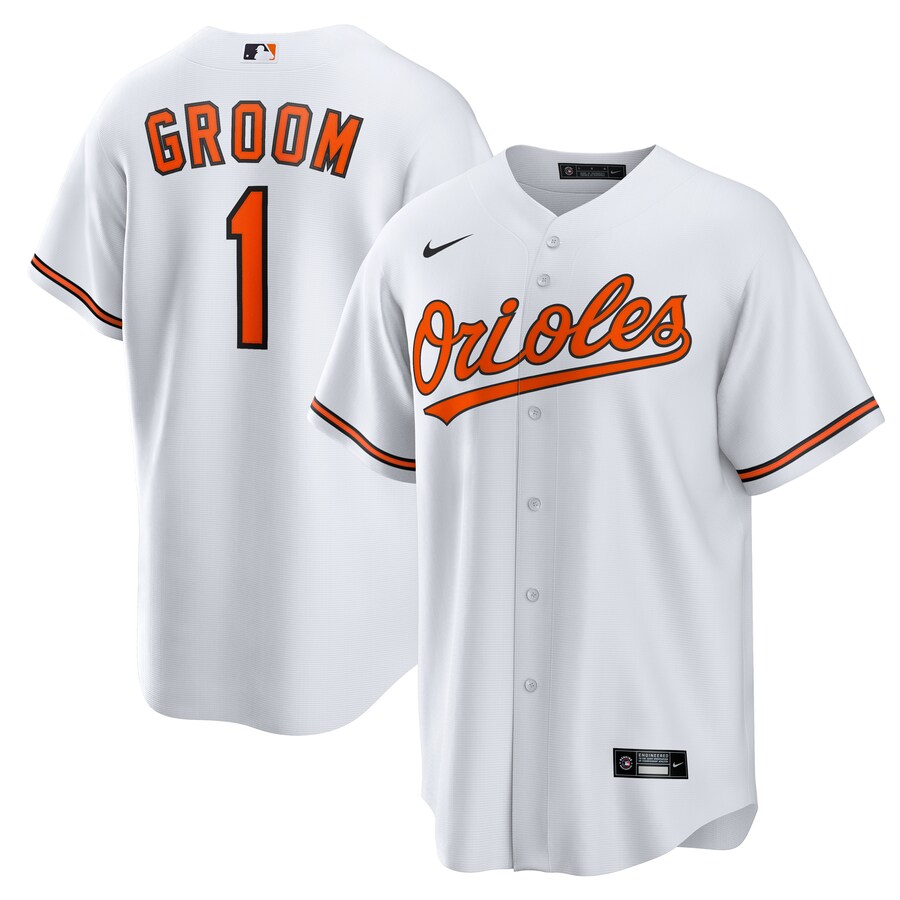 Men's Baltimore Orioles Nike White #1 Groom Home Replica Jersey - Puhuasuan