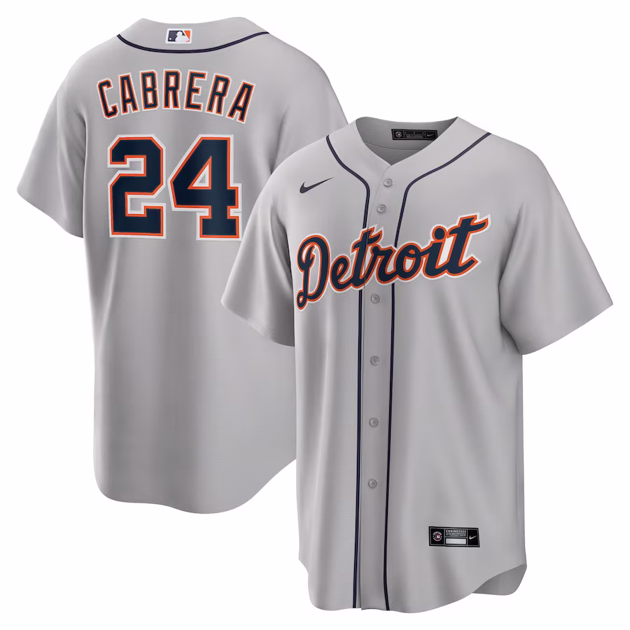 Men's Detroit Tigers Miguel Cabrera Nike Gray Road Replica Player Name Jersey - Puhuasuan