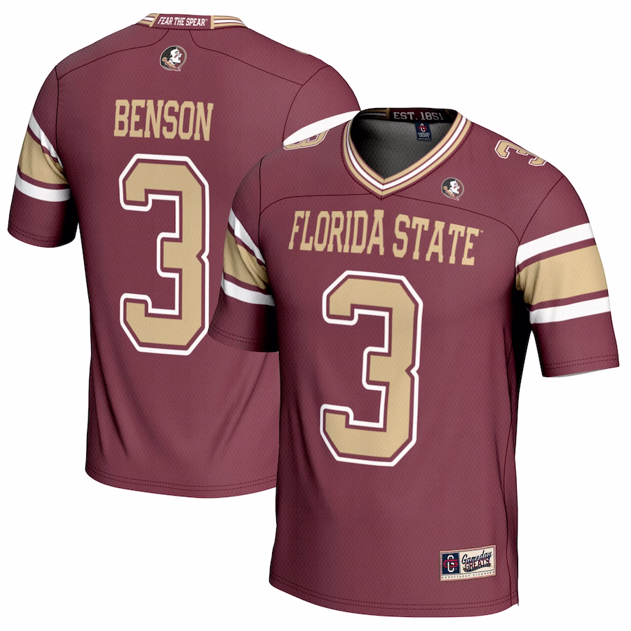 Trey Benson Florida State Seminoles GameDay Greats Youth NIL Player Football Jersey - Garnet - Puhuasuan