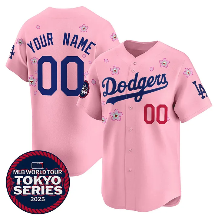 Nike x Takashi Murakami x MLB World Tour Tokyo Series 2025 Dodgers Tokyo Home Custom Jersey - Puhuasuan