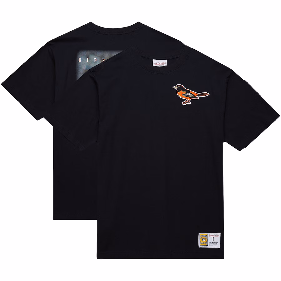 Men's Baltimore Orioles Cal Ripken Jr. Mitchell & Ness Black Legends Collection Vintage Logo T-Shirt - Puhuasuan