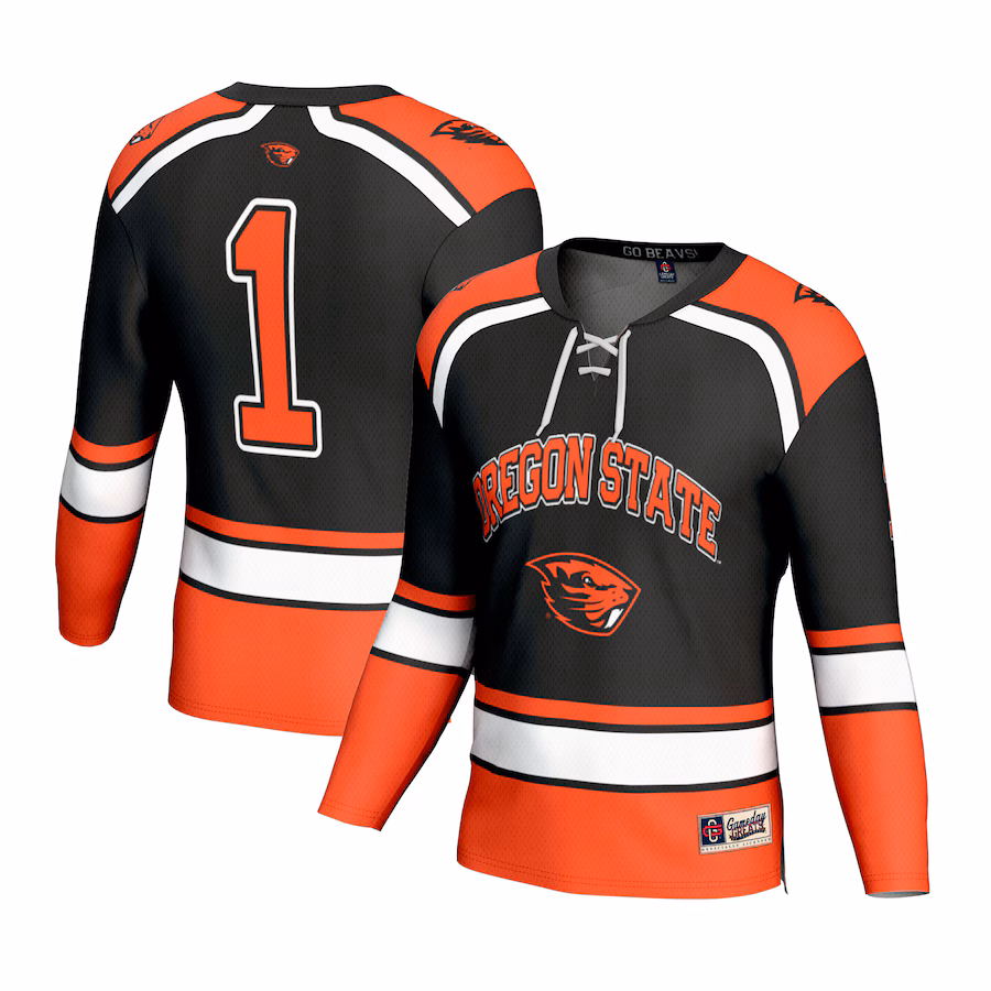 Unisex GameDay Greats #1 Black Oregon State Beavers Lightweight Hockey Fashion Jersey - Puhuasuan