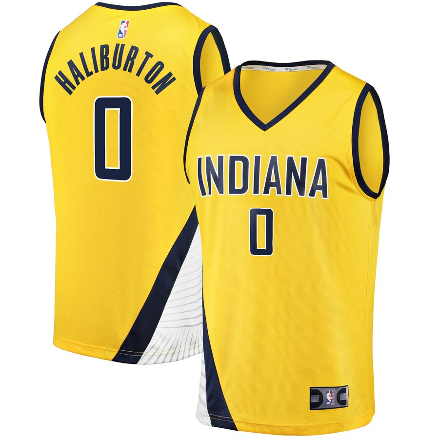 Men's Indiana Pacers Tyrese Haliburton Fanatics Gold Fast Break Replica Jersey - Statement Edition - Puhuasuan