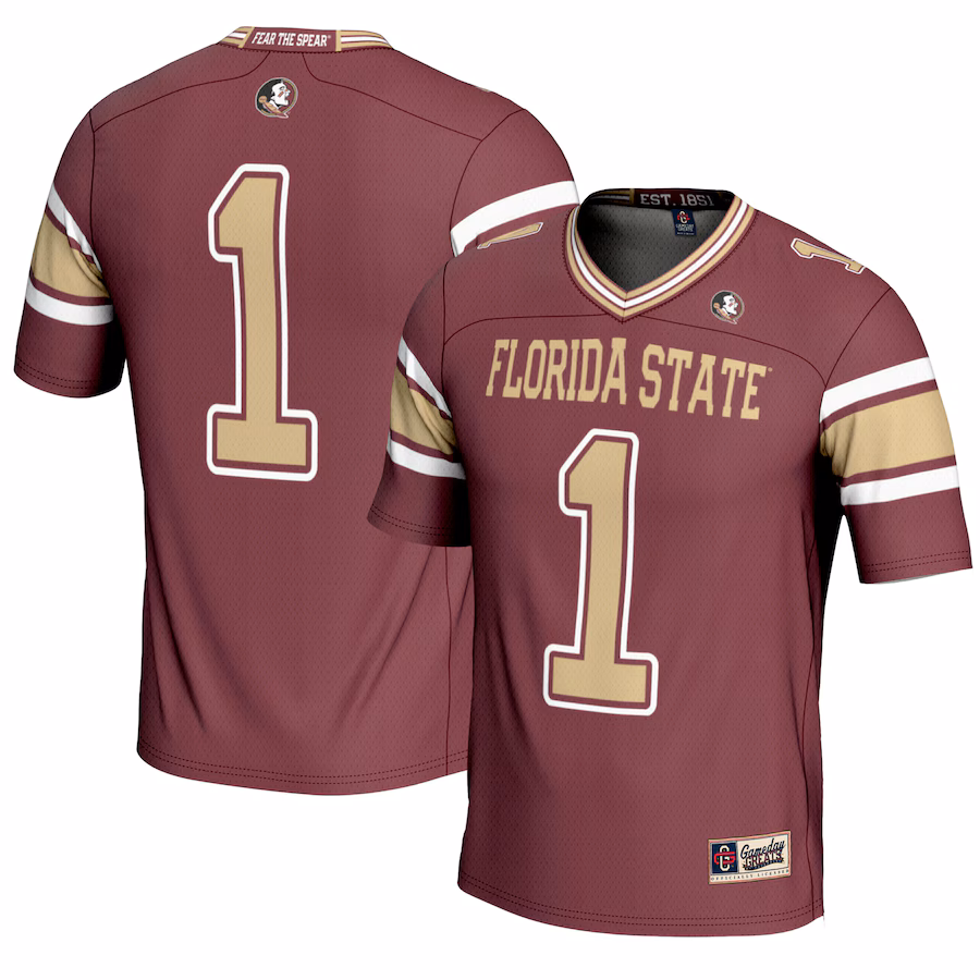 Men's GameDay Greats #1 Garnet Florida State Seminoles Endzone Football Jersey - Puhuasuan