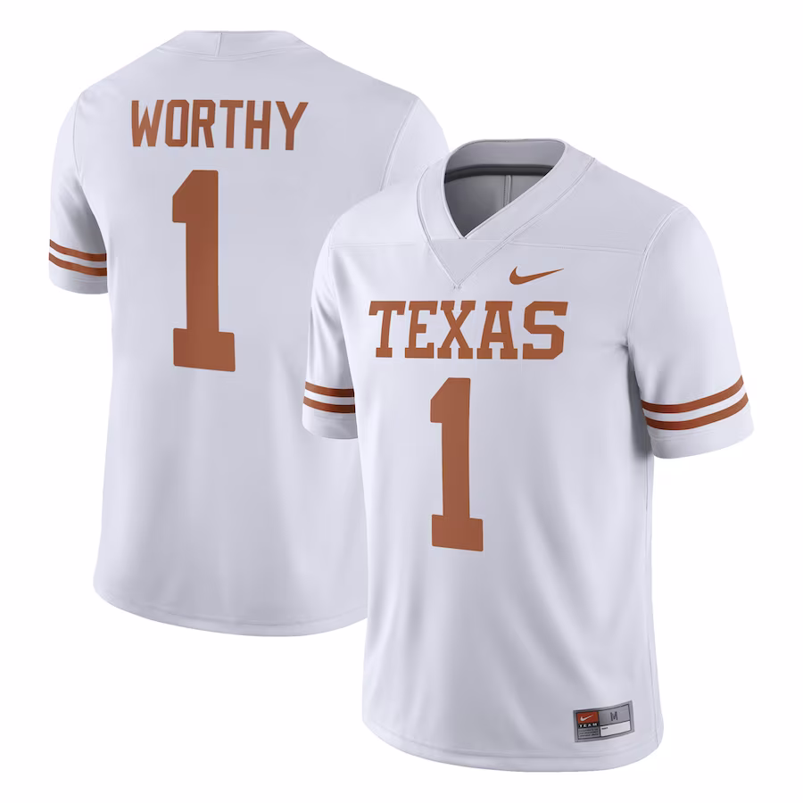 Xavier Worthy Texas Longhorns Nike NIL Replica Football Jersey - White - Puhuasuan