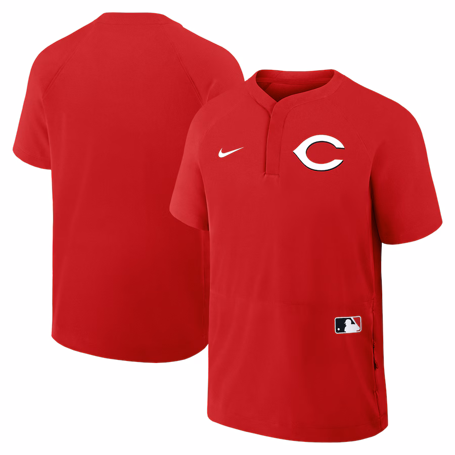 Men's Cincinnati Reds Nike Red Authentic Collection Raglan Short Sleeve Windshirt - Puhuasuan