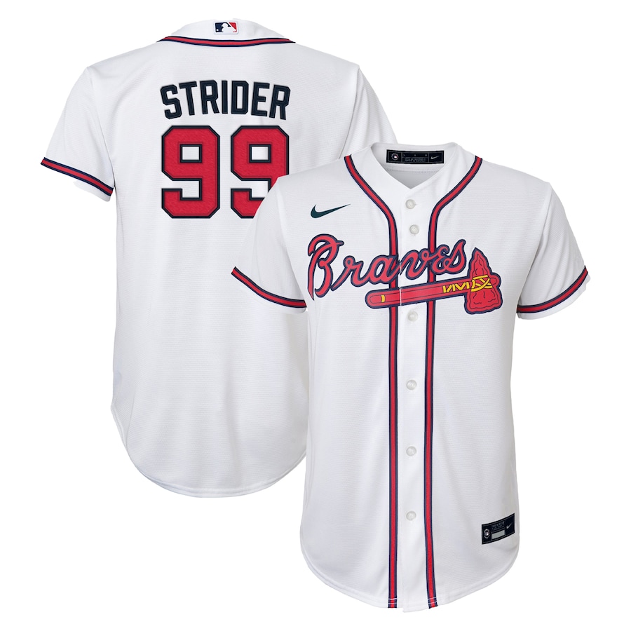 Youth Atlanta Braves Spencer Strider Nike White Home Replica Player Jersey - Puhuasuan