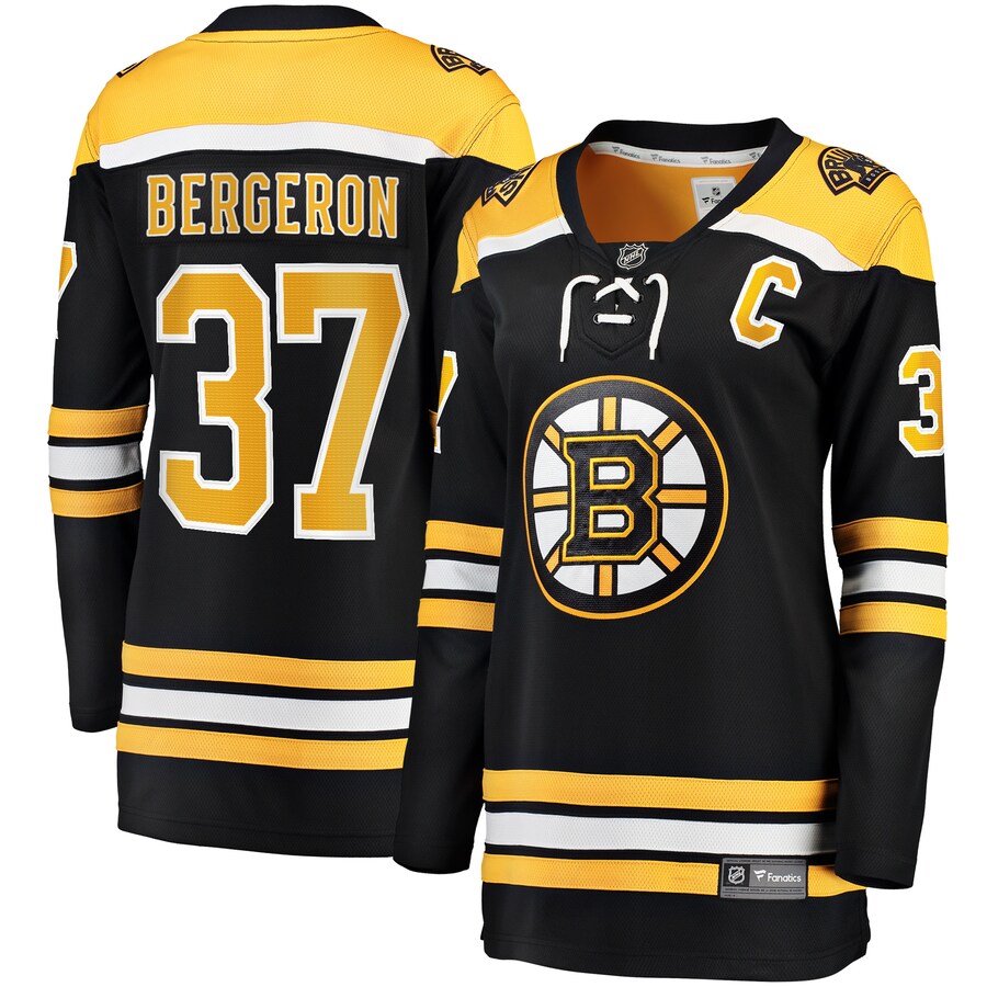 Women's Boston Bruins Patrice Bergeron Fanatics Branded Black Captain Patch Home Breakaway Jersey - Puhuasuan