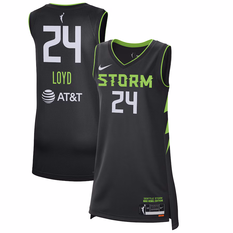 Unisex Seattle Storm Jewell Loyd Nike Black 2024 Rebel Edition Player Jersey - Puhuasuan