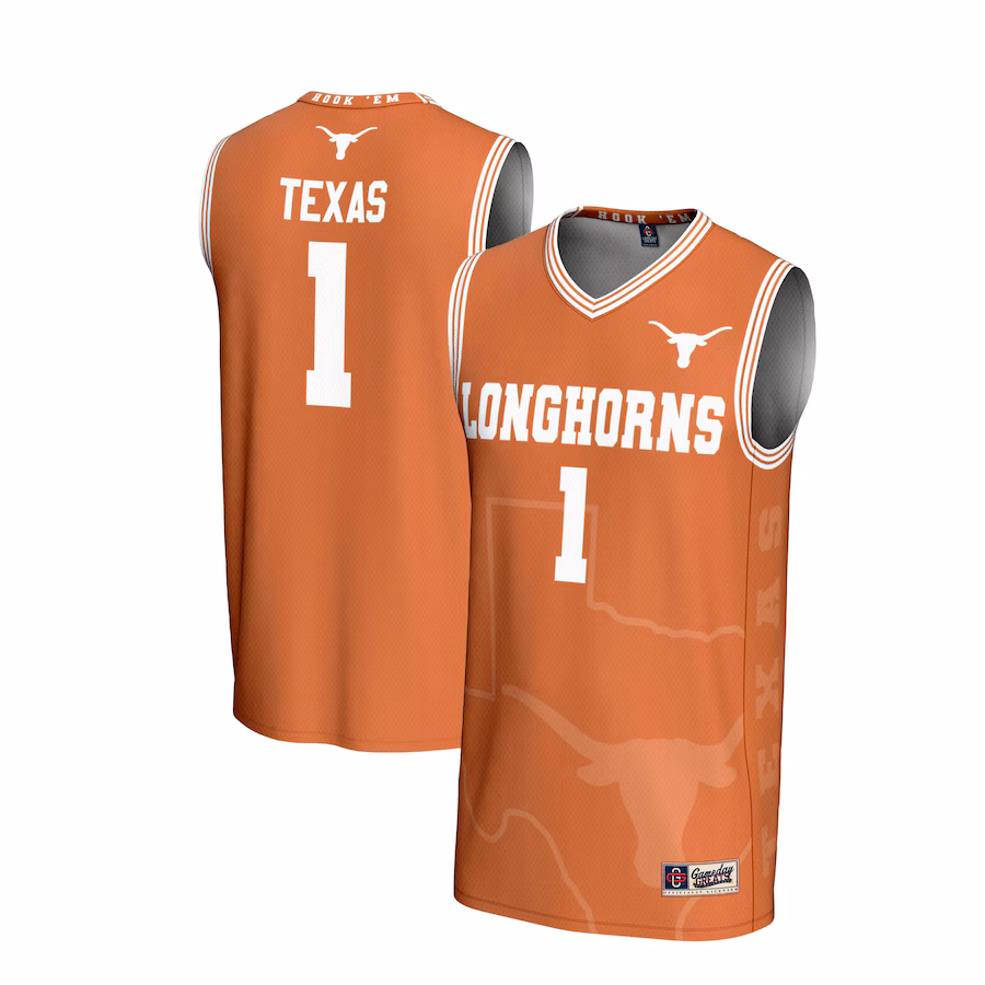 Youth GameDay Greats #1 Texas Orange Texas Longhorns Lightweight Icon Print Basketball Jersey - Puhuasuan