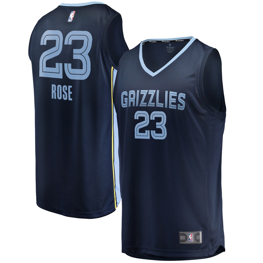 Men's Memphis Grizzlies Derrick Rose Fanatics Navy Fast Break Player Jersey - Icon Edition - Puhuasuan