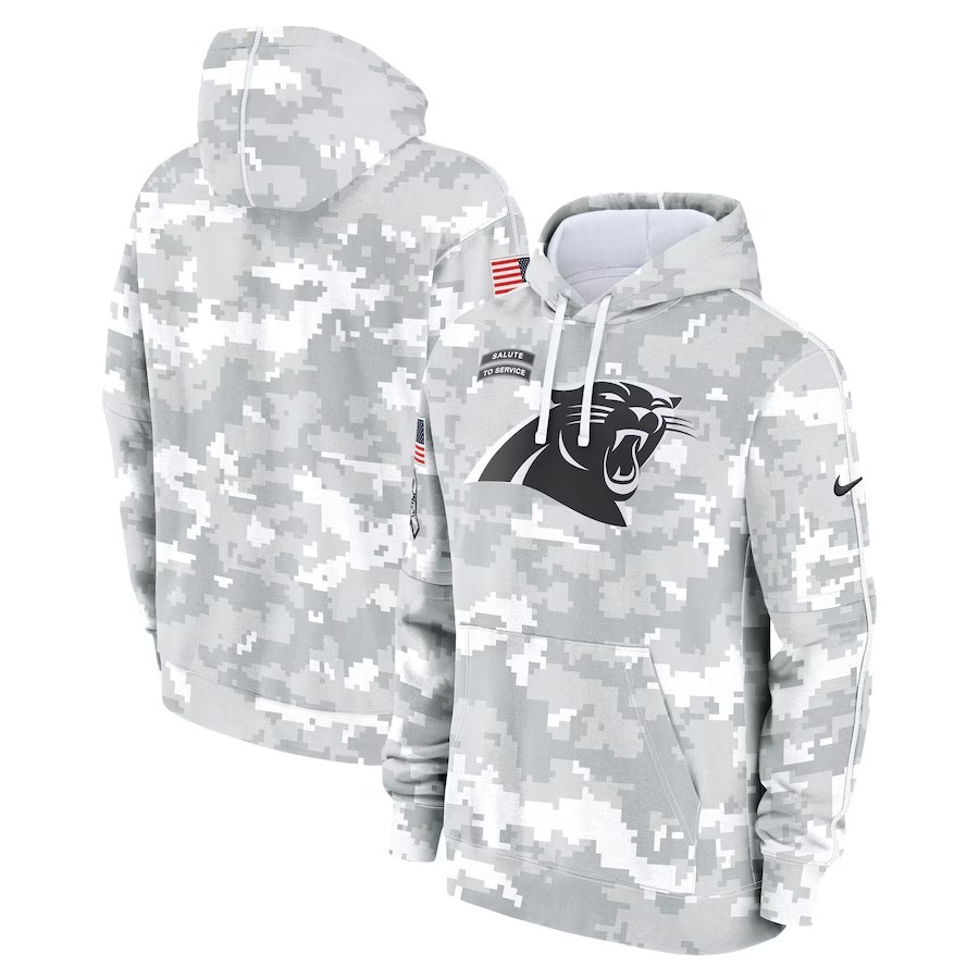 Men's Carolina Panthers Nike Arctic Camo 2024 Salute to Service Club Fleece Pullover Hoodie - Puhuasuan