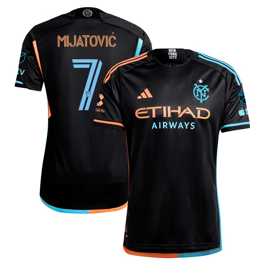Men's New York City FC Jovan Mijatović adidas Black 2024 24/7 Kit Authentic Player Jersey - Puhuasuan