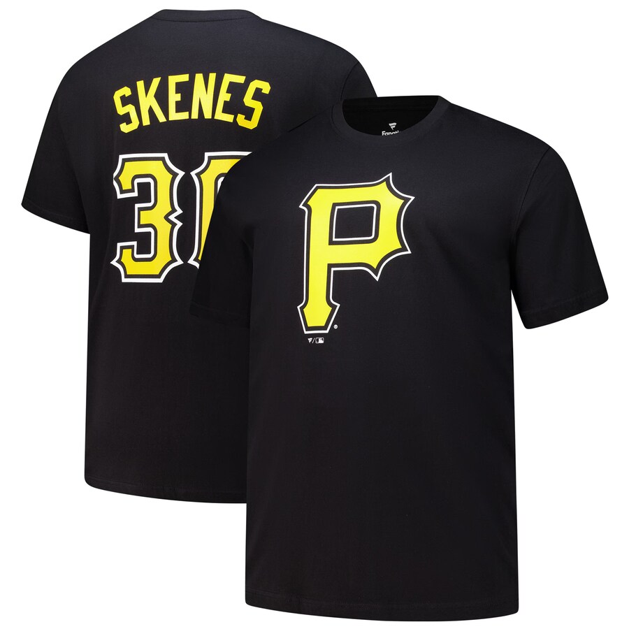 Men's Pittsburgh Pirates Paul Skenes Profile Black Big & Tall Name & Number T-Shirt - Puhuasuan