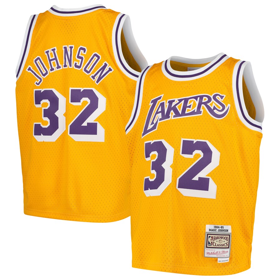 Youth Los Angeles Lakers Magic Johnson Mitchell & Ness Gold Swingman Throwback Jersey - Puhuasuan