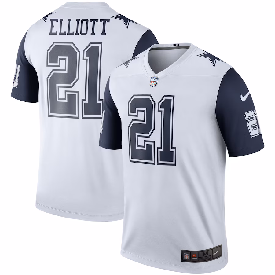 Men's Dallas Cowboys Ezekiel Elliott Nike White Alternate Legend Player Performance Top - Puhuasuan
