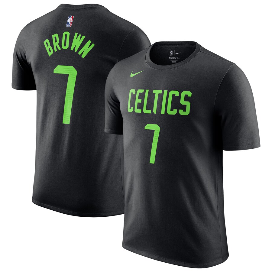 Men's Boston Celtics Jaylen Brown Nike Black 2024/25 City Edition Name & Number T-Shirt - Puhuasuan