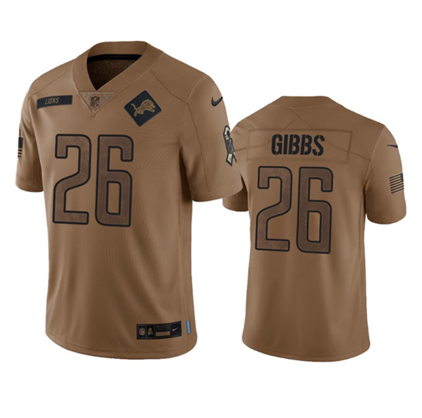 Men's Detroit Lions #26 Jahmyr Gibbs 2023 Brown Salute To Service Limited Football Stitched Jersey - Puhuasuan