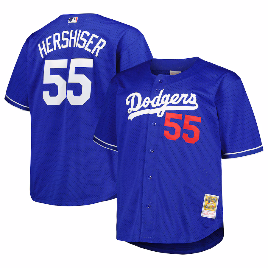 Men's Los Angeles Dodgers Orel Hershiser Mitchell & Ness Royal Big & Tall Cooperstown Collection Batting Practice Replica Jersey - Puhuasuan