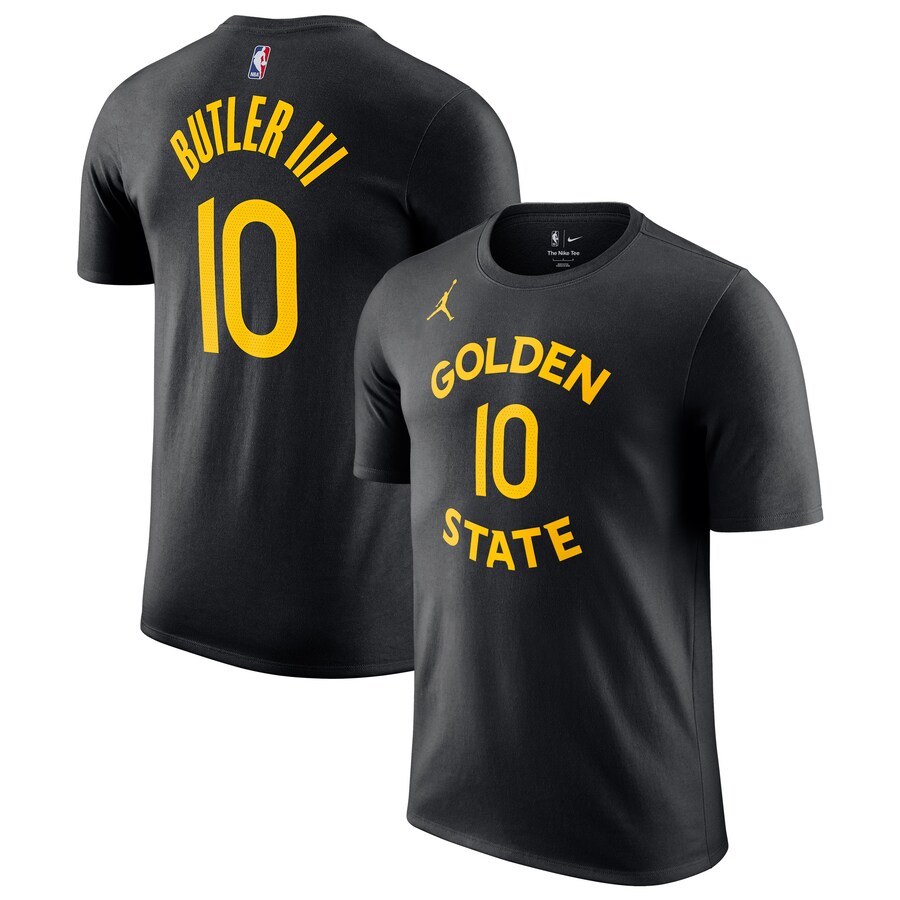 Men's Golden State Warriors Jimmy Butler III Jordan Brand Black Statement Edition Name & Number T-Shirt - Puhuasuan