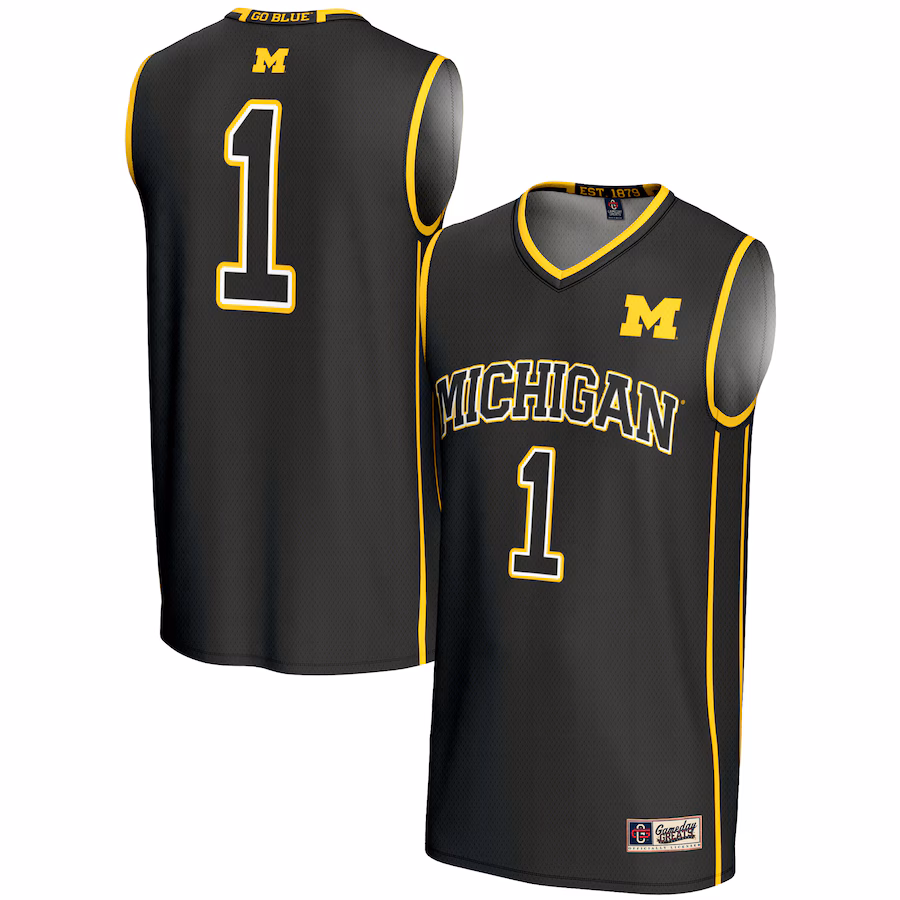 Unisex GameDay Greats #1 Black Michigan Wolverines Lightweight Basketball Jersey - Puhuasuan