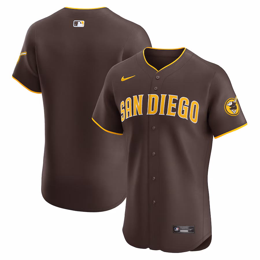 Men's San Diego Padres  Nike Brown Road Vapor Premier Elite Patch Jersey - Puhuasuan