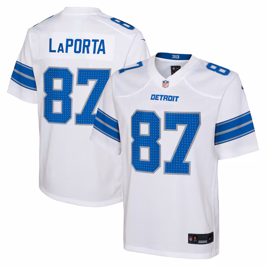 Youth Detroit Lions Sam LaPorta Nike White Player Game Jersey - Puhuasuan