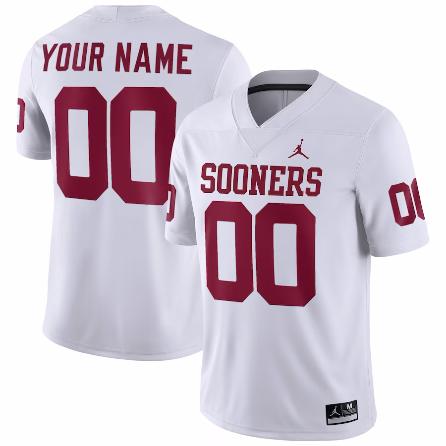 Oklahoma Sooners Jordan Brand Football Custom Game Jersey - White - Puhuasuan