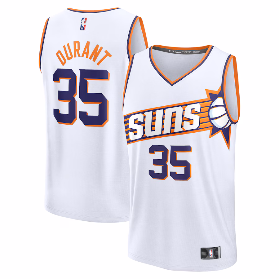 Youth Phoenix Suns Kevin Durant Fanatics White Fast Break Player Jersey - Association Edition - Puhuasuan