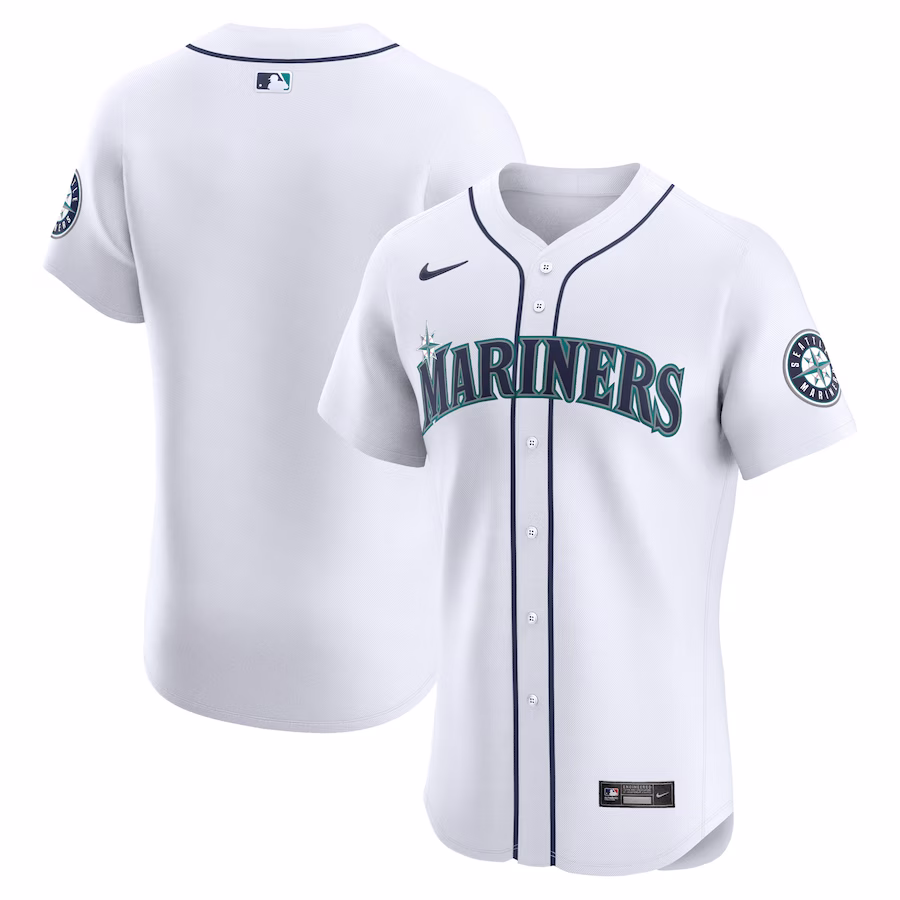Men's Seattle Mariners Nike White Home Elite Jersey - Puhuasuan