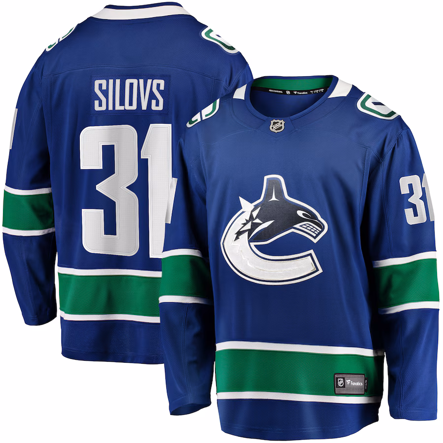 Men's Vancouver Canucks Arturs Silovs Fanatics Blue Home Premier Breakaway Player Jersey - Puhuasuan