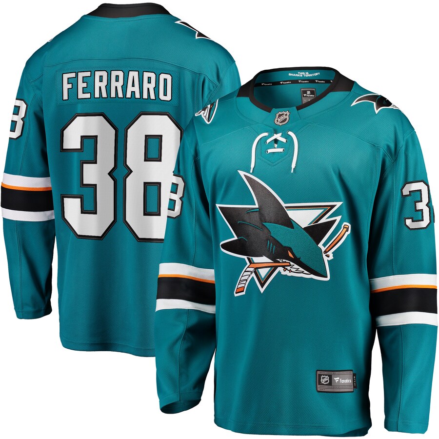 Men's San Jose Sharks Mario Ferraro Fanatics Branded Teal Replica Player Jersey - Puhuasuan