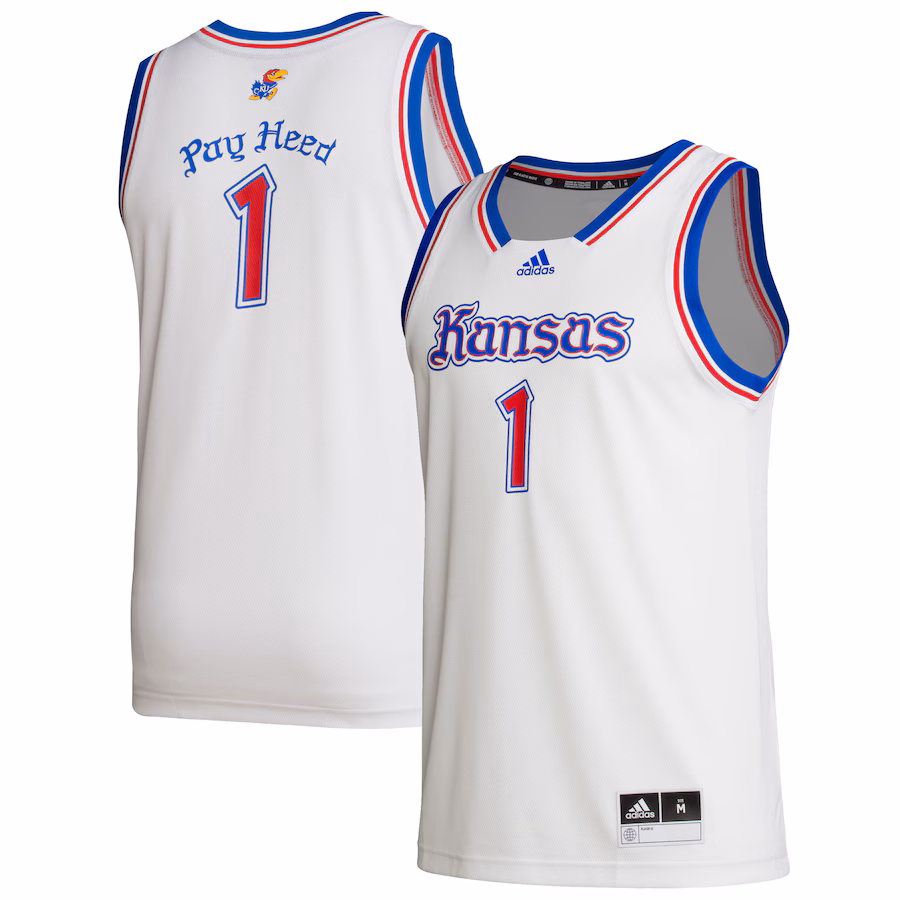 Men's adidas #1 White Kansas Jayhawks Alternate Swingman Jersey - Puhuasuan