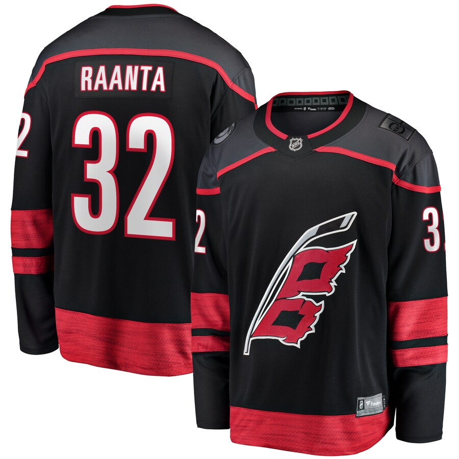 Men's Carolina Hurricanes Antti Raanta Fanatics Branded Black Home Breakaway Player Jersey - Puhuasuan