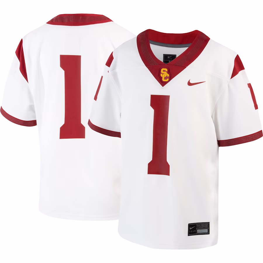#1 USC Trojans Nike Youth 1st Armored Division Old Ironsides Untouchable Football Jersey - White - Puhuasuan