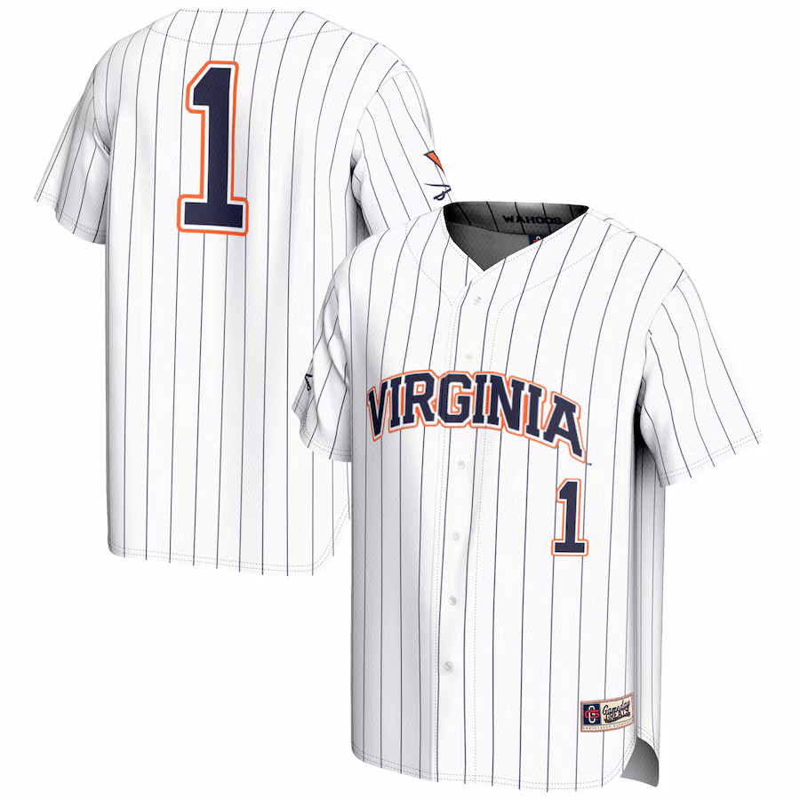 Men's GameDay Greats #1 White Virginia Cavaliers Lightweight Baseball Jersey - Puhuasuan