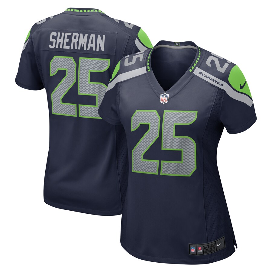 Women's Seattle Seahawks Richard Sherman Nike College Navy Retired Game Jersey - Puhuasuan