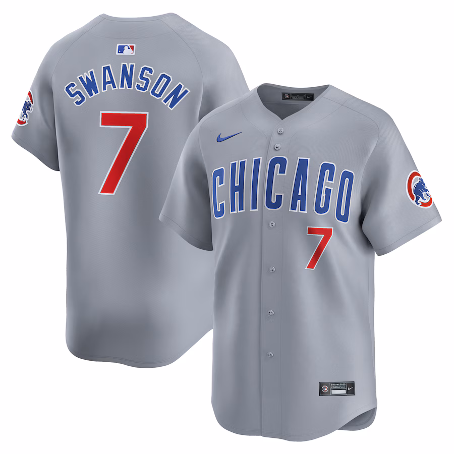 Men's Chicago Cubs Dansby Swanson Nike Gray Road Limited Player Jersey - Puhuasuan