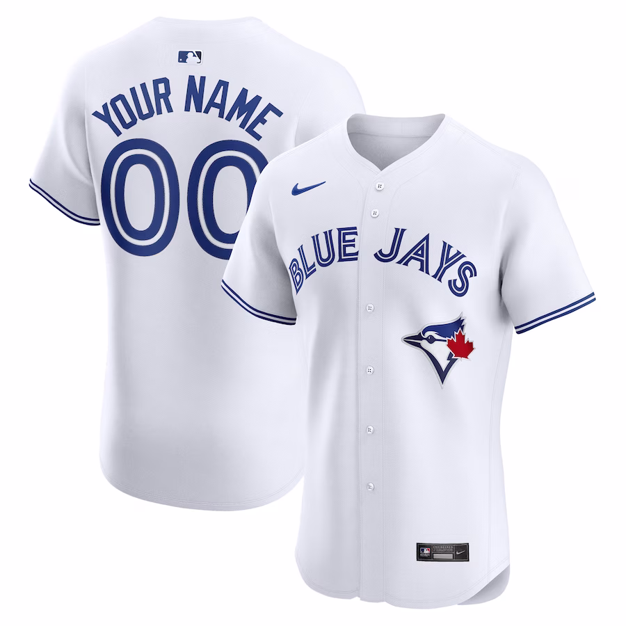 Men's Toronto Blue Jays Nike White Home Elite Custom Jersey - Puhuasuan