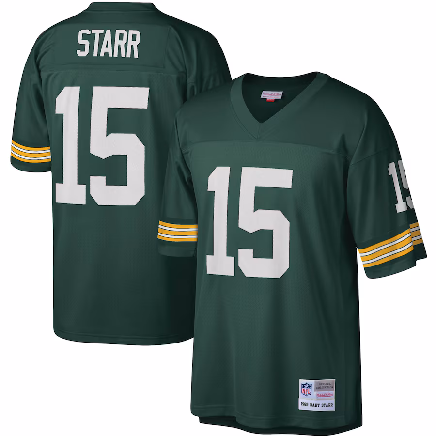 Men's Green Bay Packers Bart Starr Mitchell & Ness Green Legacy Replica Jersey - Puhuasuan